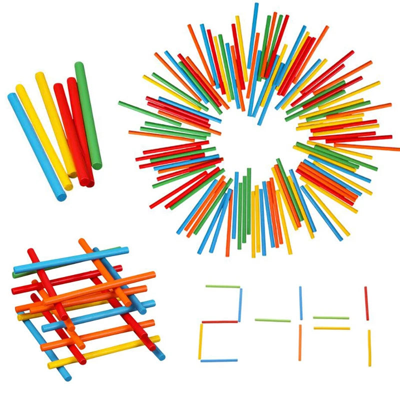 1 Set Wood Educational Teaching Aids Number Math Calculate Game Colorful Counting Sticks Kids Learning Education Toys Leedoar