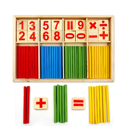 1 Set Wood Educational Teaching Aids Number Math Calculate Game Colorful Counting Sticks Kids Learning Education Toys Leedoar