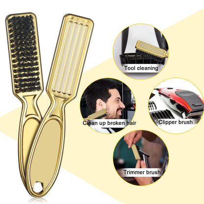 1 plastic handle soft bristle brush, used for trimming hair, neck and face cleaning, dust removal, hair shredding tool comb Leedoar