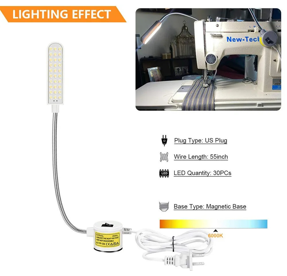 10/20/30 LED Industrial Sewing Machine Lighting Lamp Clothing Machine Accessories Work Light 360° Flexible Gooseneck Leedoar