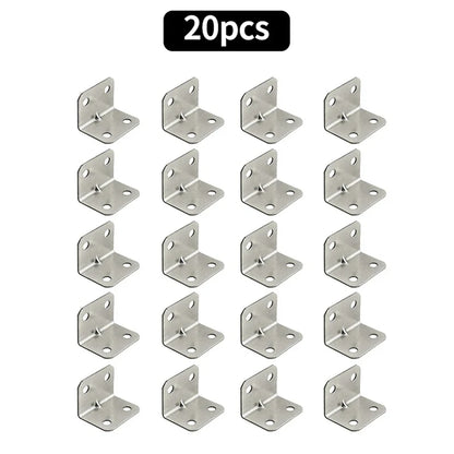 10/20pcs Stainless Steel L-Shaped Corner Code 90 Degree Laminated Furniture Plate Hardware Right Angle Bracket Cabinet Connector Leedoar