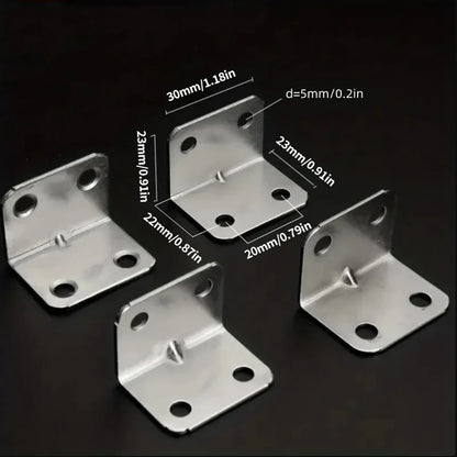 10/20pcs Stainless Steel L-Shaped Corner Code 90 Degree Laminated Furniture Plate Hardware Right Angle Bracket Cabinet Connector Leedoar