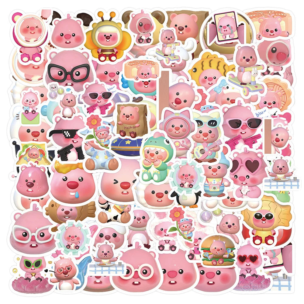 10/30/50/100pcs Korean Kawaii Cartoon Little Beaver Loopy Stickers Cute Decals Kids Toys Laptop Notebook Phone Graffiti Sticker Leedoar