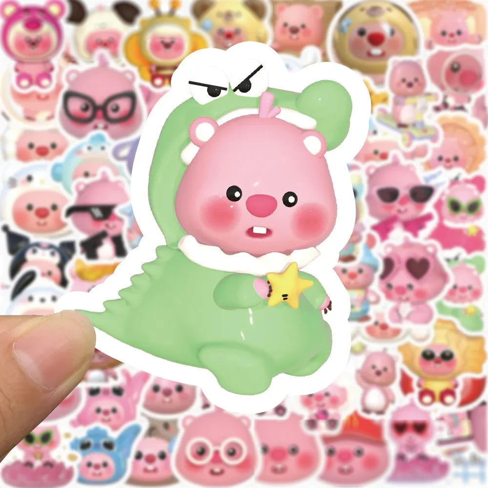 10/30/50/100pcs Korean Kawaii Cartoon Little Beaver Loopy Stickers Cute Decals Kids Toys Laptop Notebook Phone Graffiti Sticker Leedoar