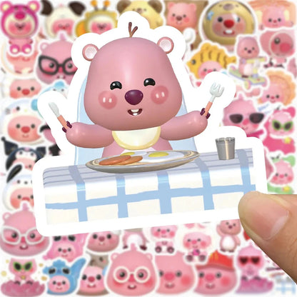 10/30/50/100pcs Korean Kawaii Cartoon Little Beaver Loopy Stickers Cute Decals Kids Toys Laptop Notebook Phone Graffiti Sticker Leedoar