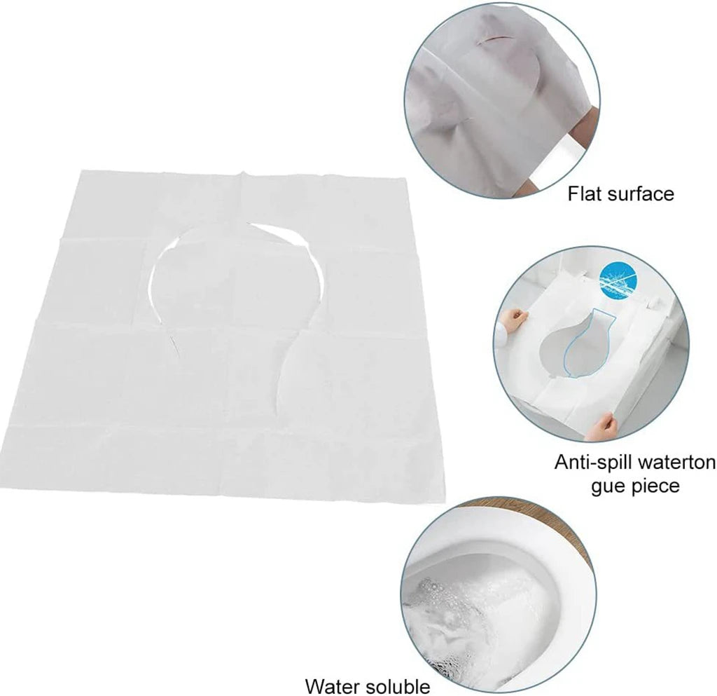10/30/50PCS Portable Disposable Toilet Seat Covers Type Travel Camping Hotel Bathroom Accessories Paper Waterproof Soluble Water Leedoar