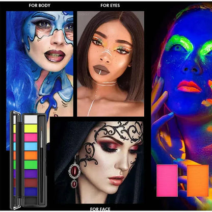 10 Colors Glow Fluorescent Neon Oil Face Body Art Paint Uv Glow Oil Painting Halloween Party Fancy Dress Beauty Makeup Cosmetics Leedoar