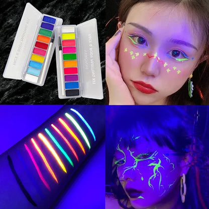 10 Colors Glow Fluorescent Neon Oil Face Body Art Paint Uv Glow Oil Painting Halloween Party Fancy Dress Beauty Makeup Cosmetics Leedoar