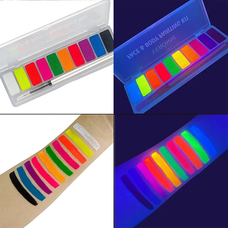 10 Colors Glow Fluorescent Neon Oil Face Body Art Paint Uv Glow Oil Painting Halloween Party Fancy Dress Beauty Makeup Cosmetics Leedoar