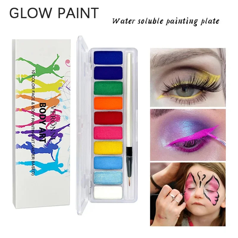 10 Colors Glow Fluorescent Neon Oil Face Body Art Paint Uv Glow Oil Painting Halloween Party Fancy Dress Beauty Makeup Cosmetics Leedoar