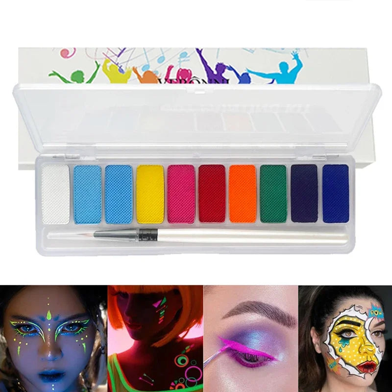 10 Colors Glow Fluorescent Neon Oil Face Body Art Paint Uv Glow Oil Painting Halloween Party Fancy Dress Beauty Makeup Cosmetics Leedoar