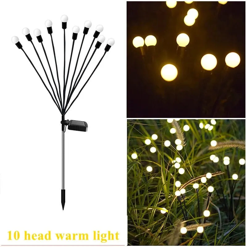 10 Lights Solar Lawn Lamp Garden Lamp, LED Wind-driven FireflyGround Plug Lamp, Garden Ramadan Decoration Festival Lamp Leedoar