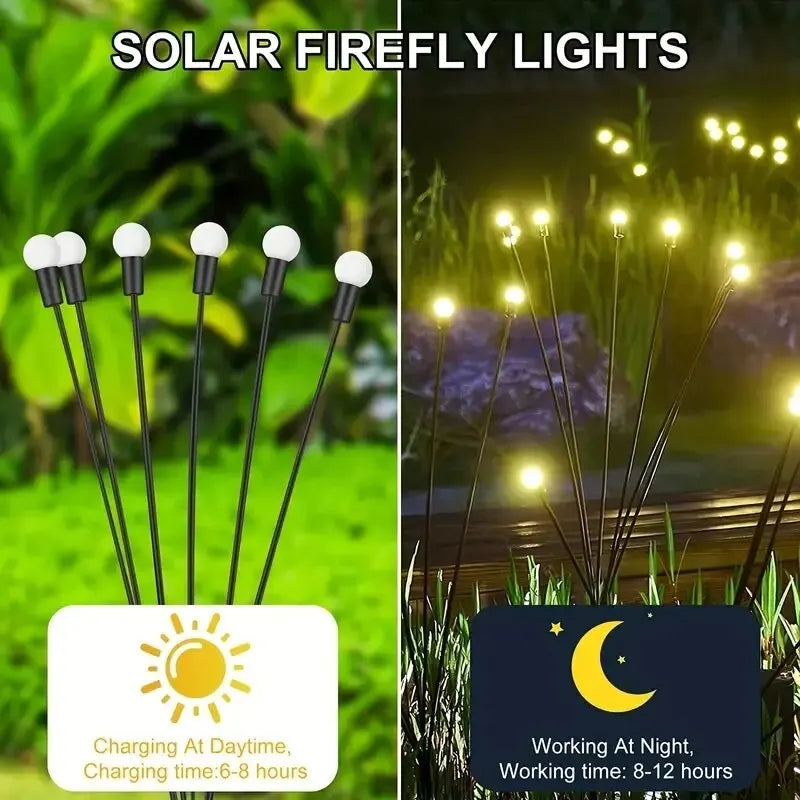 10 Lights Solar Lawn Lamp Garden Lamp, LED Wind-driven FireflyGround Plug Lamp, Garden Ramadan Decoration Festival Lamp Leedoar