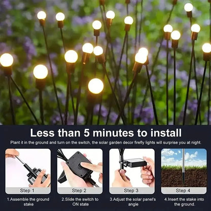 10 Lights Solar Lawn Lamp Garden Lamp, LED Wind-driven FireflyGround Plug Lamp, Garden Ramadan Decoration Festival Lamp Leedoar