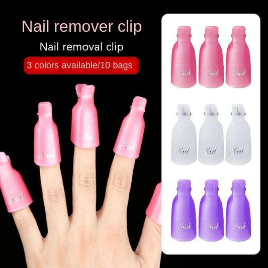 10 Pcs/Bag Colorful Acrylic Nail Art Soak Off Cap Clips Nails Cleaning Manicure UV Gel Polish Soak Off Wrap Tools for Finger Leedoar