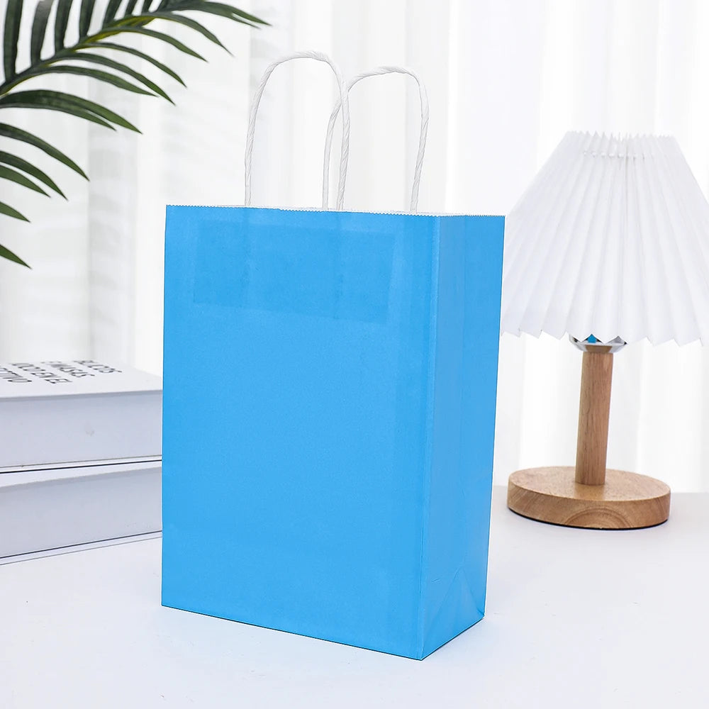 10 pcs Kraft Bag Paper Gift Bags Reusable Grocery Shopping Bags for Packaging Craft Gifts Wedding Business Retail Party Bags