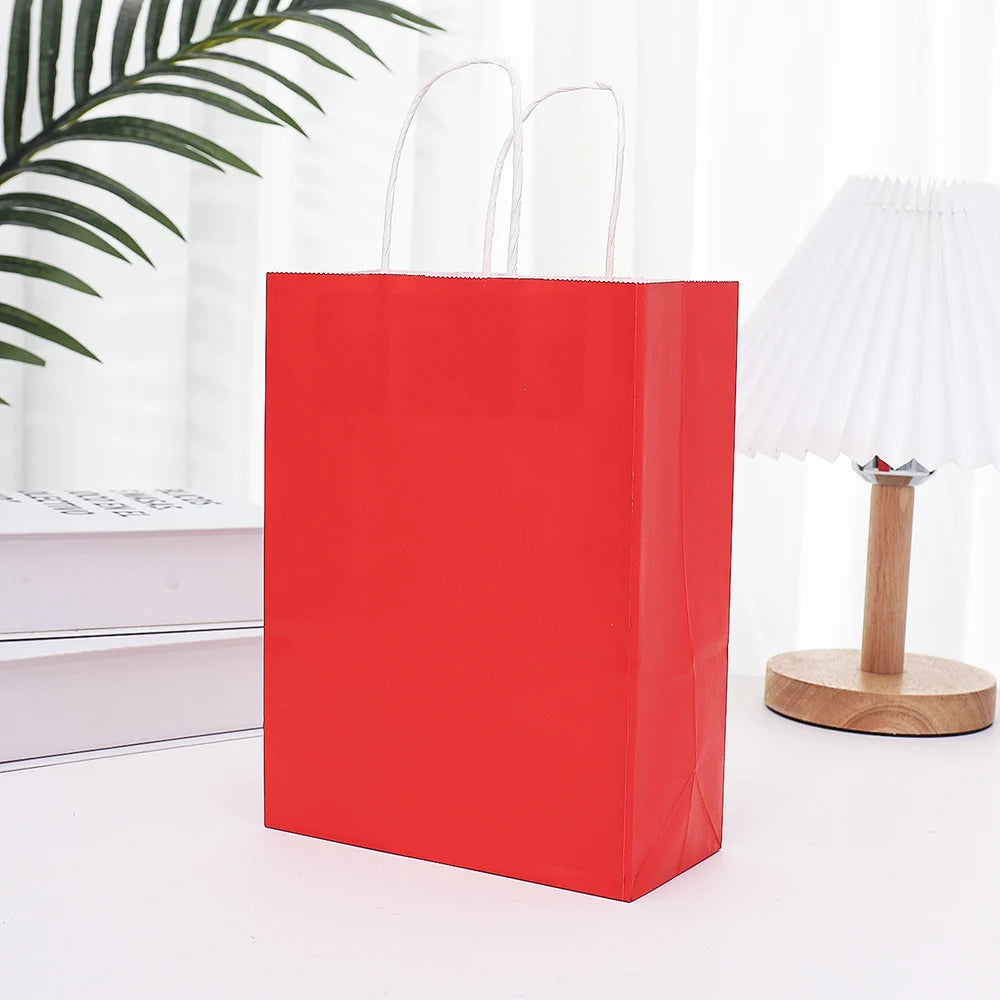 10 pcs Kraft Bag Paper Gift Bags Reusable Grocery Shopping Bags for Packaging Craft Gifts Wedding Business Retail Party Bags