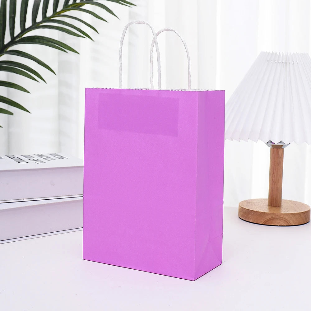 10 pcs Kraft Bag Paper Gift Bags Reusable Grocery Shopping Bags for Packaging Craft Gifts Wedding Business Retail Party Bags