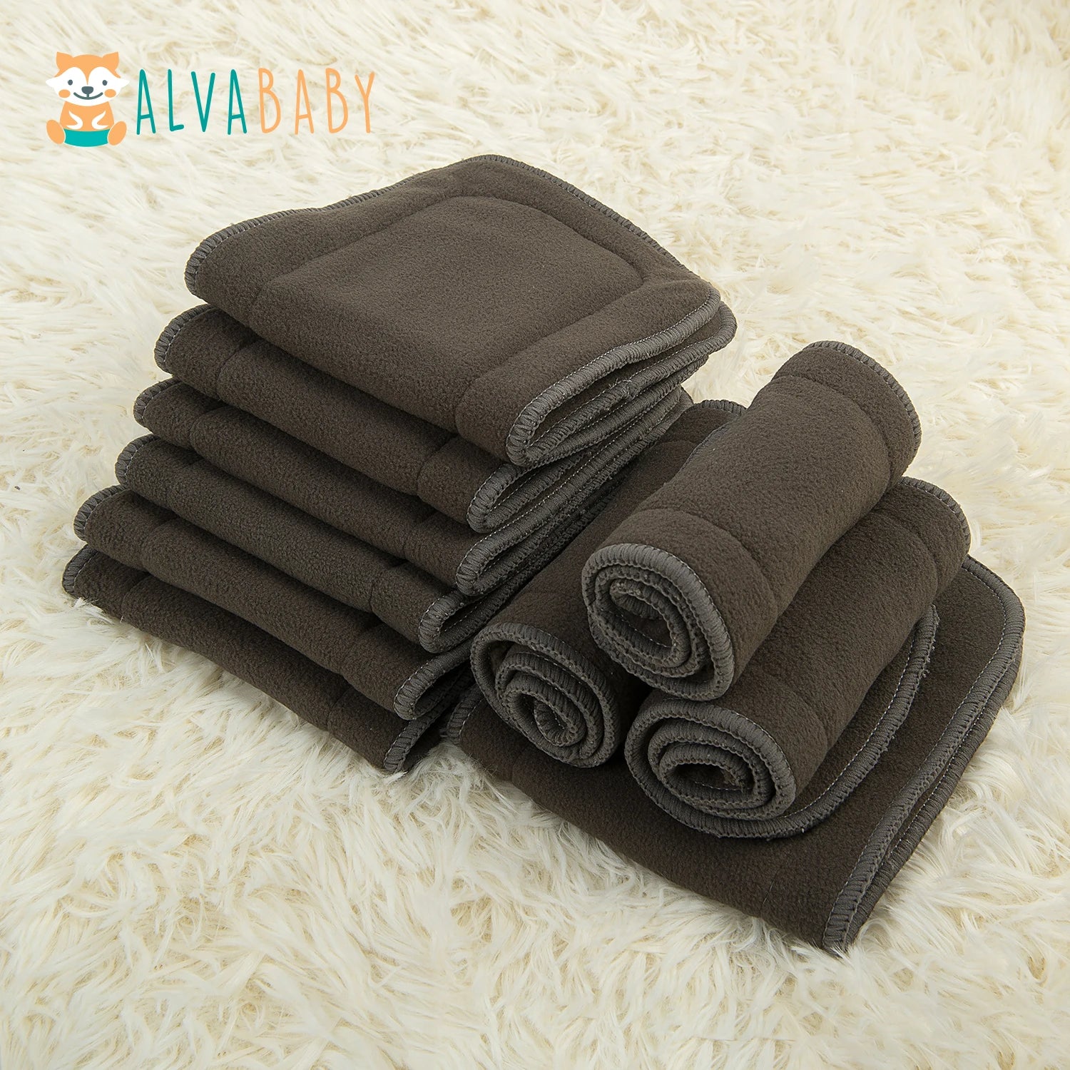 (10 pieces/lot) ALVABABY 4 layers Bamboo Charcoal Insert High Quality Baby Nappy Insert Bamboo Charcoal Washable Reusable Insert Leedoar