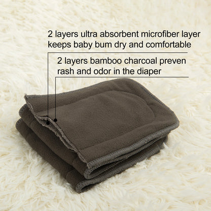 (10 pieces/lot) ALVABABY 4 layers Bamboo Charcoal Insert High Quality Baby Nappy Insert Bamboo Charcoal Washable Reusable Insert