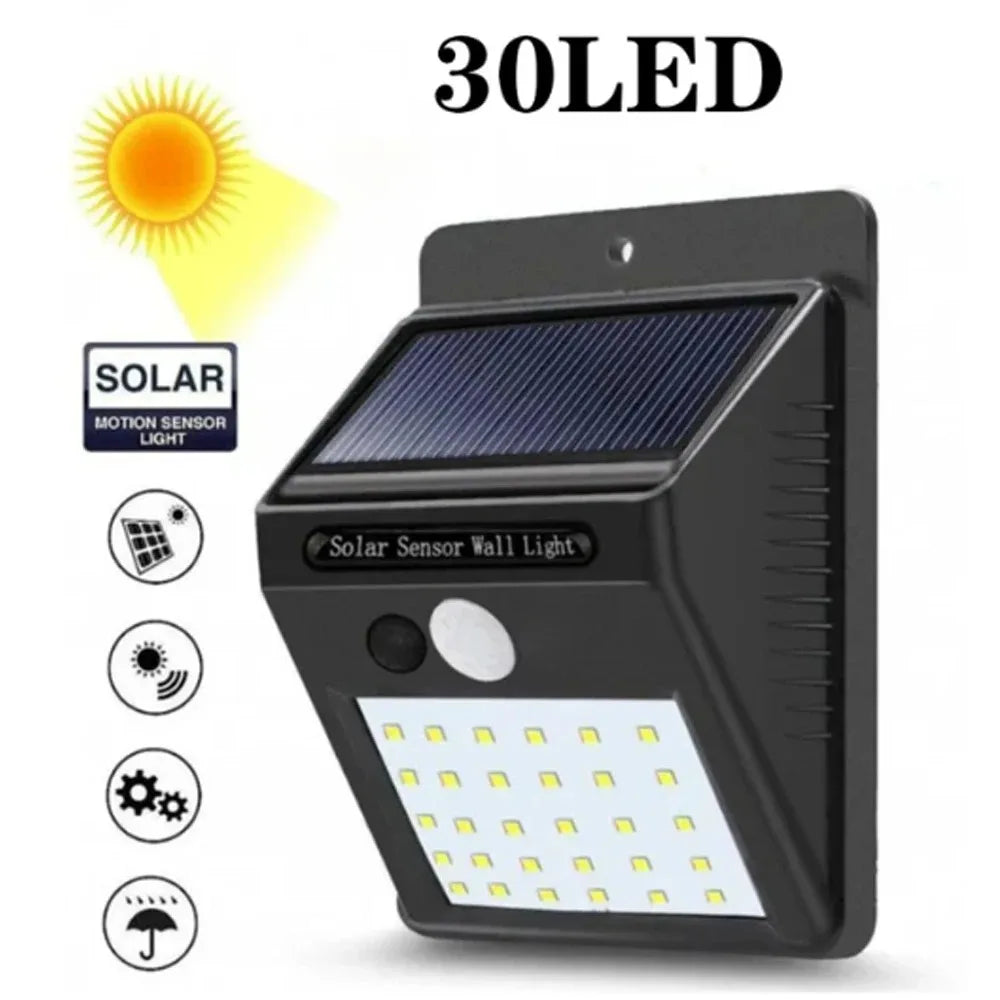 Lámpara de pared solar con 100 LED, luz de pared con sensor de movimiento luminoso en todos los lados, inducción humana, para patio, impermeable, IP65, para exteriores 