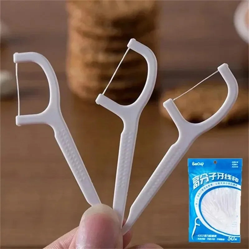 100 PCS Floss Family Pack Ultra-fine Toothpick Disposable Flat Floss Portable Portable Flossing Double Head Use Leedoar