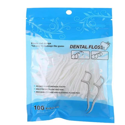 100 PCS Floss Family Pack Ultra-fine Toothpick Disposable Flat Floss Portable Portable Flossing Double Head Use Leedoar