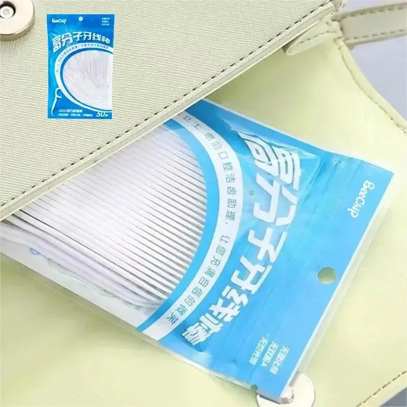 100 PCS Floss Family Pack Ultra-fine Toothpick Disposable Flat Floss Portable Portable Flossing Double Head Use Leedoar