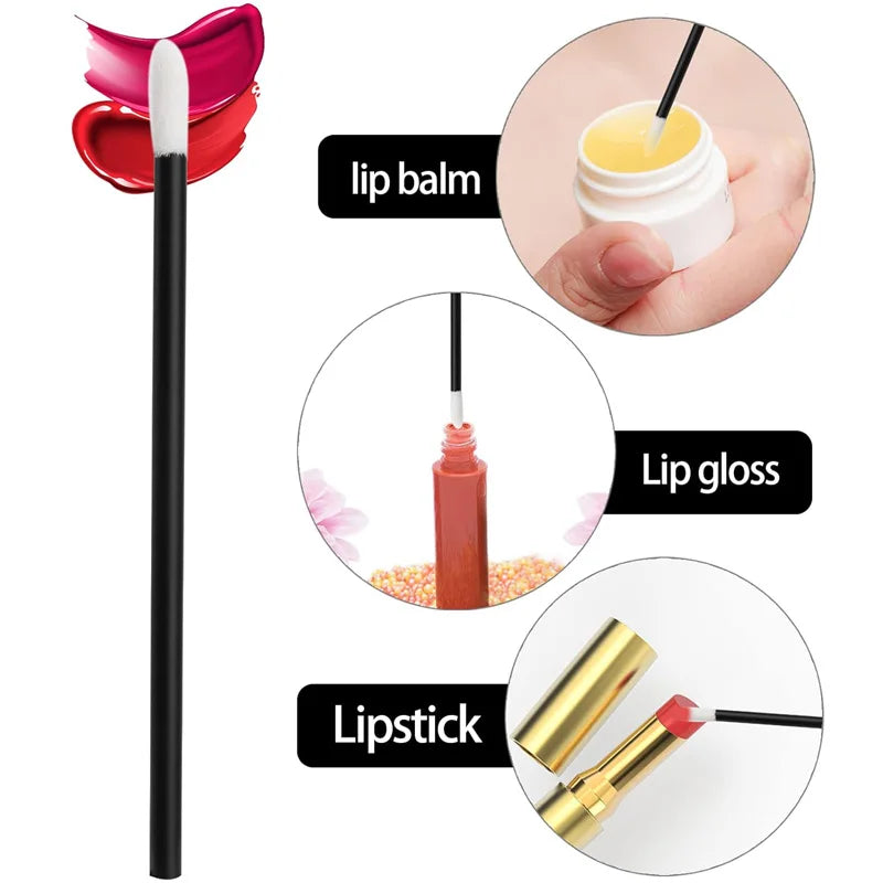 100 Pcs Disposable Lip Lint Free Applicators Lipstick Testers Wands Applicators for Makeup Lip Brushes Makeup Beauty Tool Leedoar