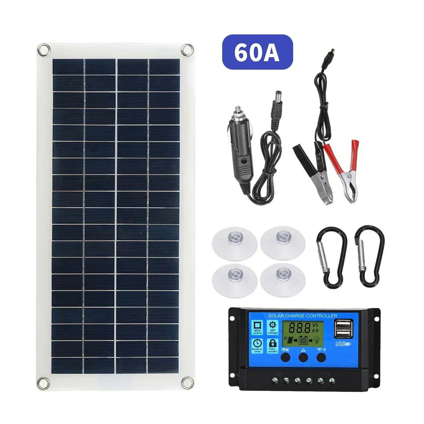 1000W Solar Panel 12V Solar Cell With 60A Controller Solar Charge for Phone RV Car MP3 PAD Charger Outdoor Battery Supply Leedoar