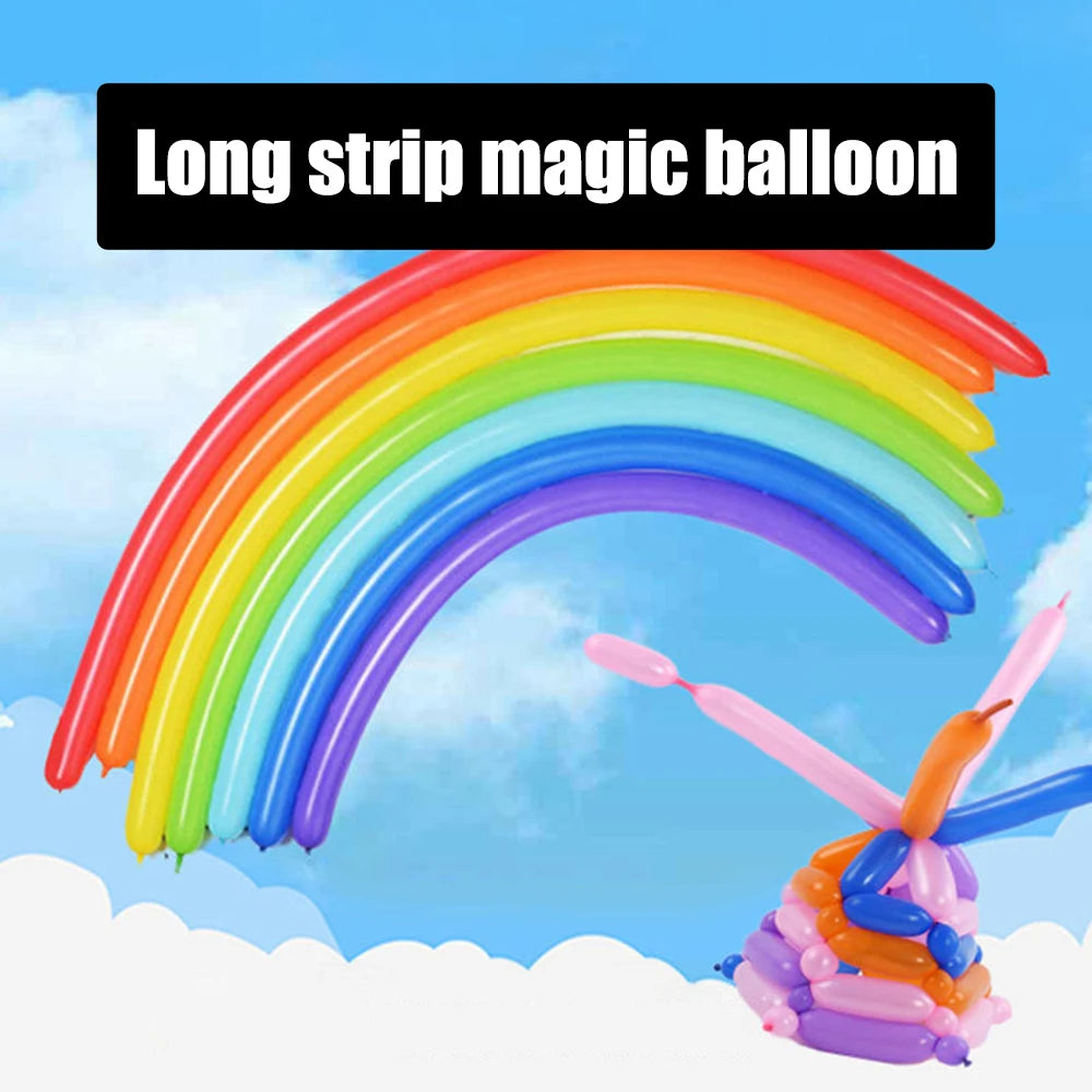 100PCS Strip Magic Balloon Mixed Color Latex Modeling Woven Garland DIY Birthday Wedding Christmas Party Decoration Leedoar