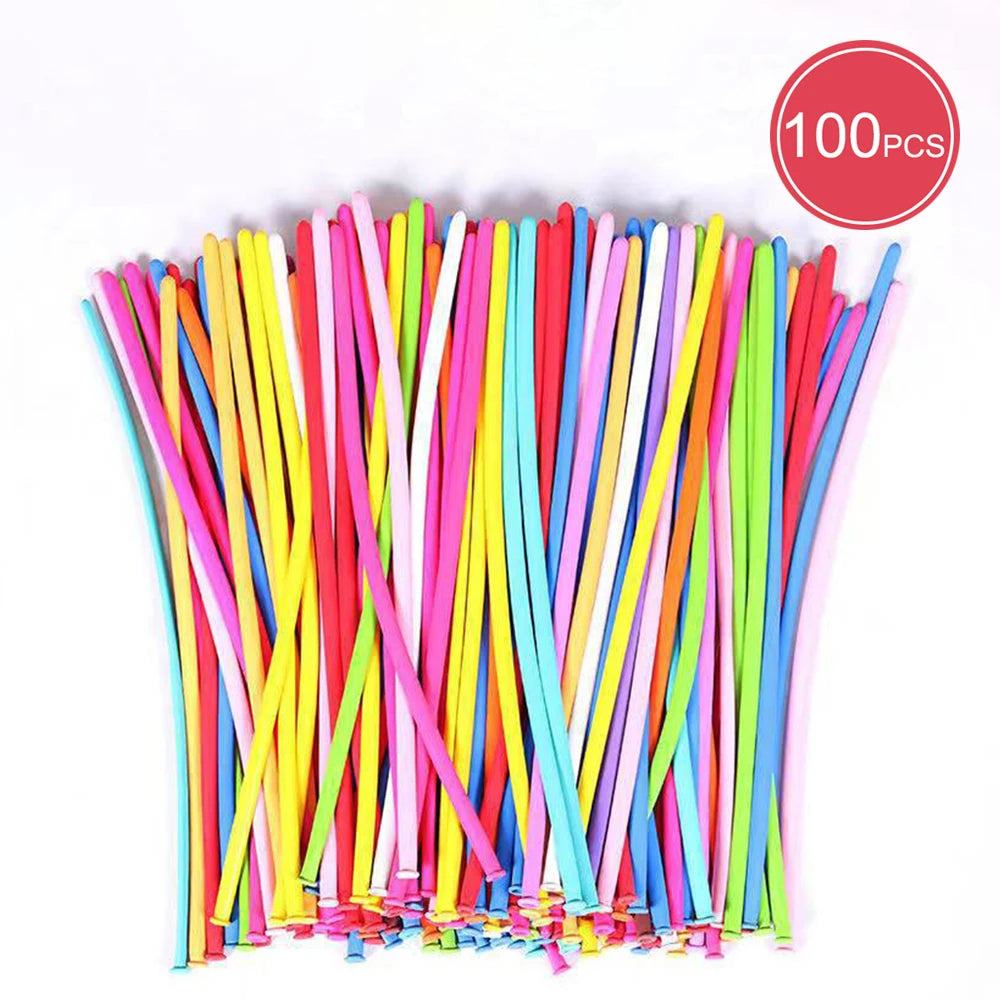 100PCS Strip Magic Balloon Mixed Color Latex Modeling Woven Garland DIY Birthday Wedding Christmas Party Decoration Leedoar