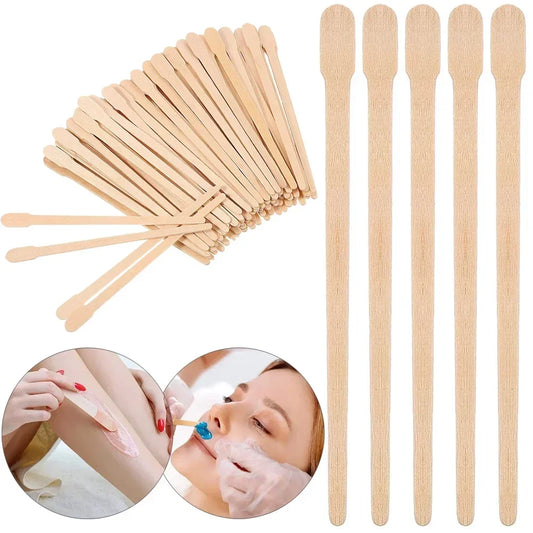 100PCS Woman Wooden Hair Removal Stick Disposable Depilation Spatula Wax Sticks Wood Face Eyebrows Waxing Spatula Beauty Tools Leedoar