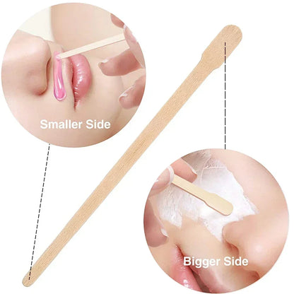 100PCS Woman Wooden Hair Removal Stick Disposable Depilation Spatula Wax Sticks Wood Face Eyebrows Waxing Spatula Beauty Tools