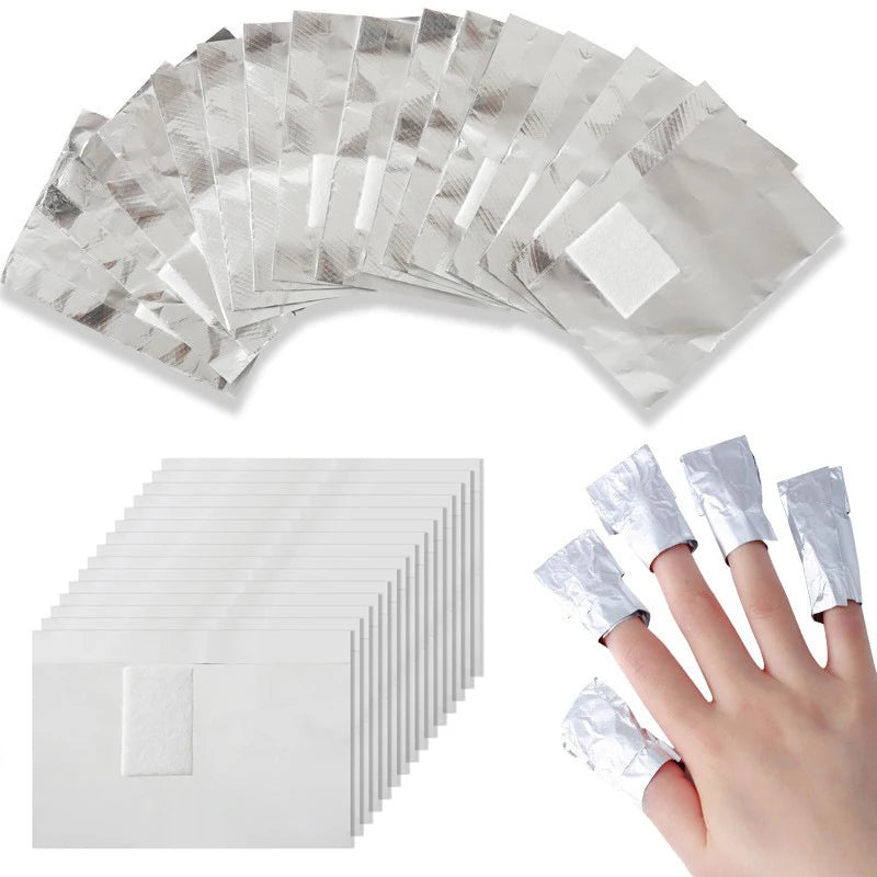 100Pcs Bag Aluminium Foil Nail Art Soak Off Polish Nail Removal Wraps Towel Gel  Remover Manicure Tool Leedoar