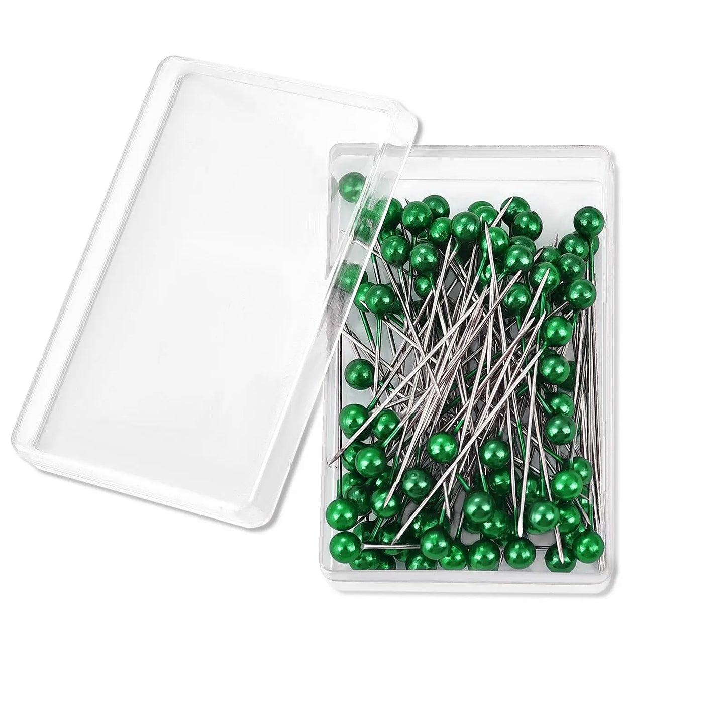 100Pcs/Box 38cm Colorful Round Pearl Head Needles Stitch Straight Push Sewing Pins For Dressmaking DIY Sewing Tools Positioning Leedoar