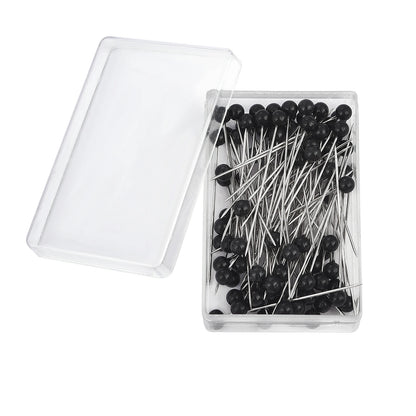 100Pcs/Box 38cm Colorful Round Pearl Head Needles Stitch Straight Push Sewing Pins For Dressmaking DIY Sewing Tools Positioning Leedoar