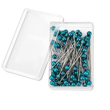 100Pcs/Box 38cm Colorful Round Pearl Head Needles Stitch Straight Push Sewing Pins For Dressmaking DIY Sewing Tools Positioning Leedoar