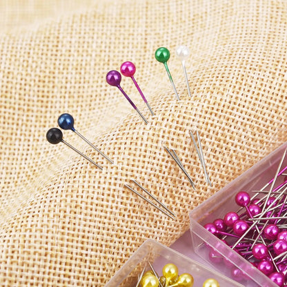 100Pcs/Box 38cm Colorful Round Pearl Head Needles Stitch Straight Push Sewing Pins For Dressmaking DIY Sewing Tools Positioning Leedoar