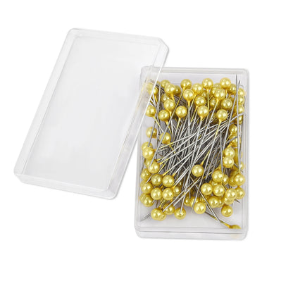 100Pcs/Box 38cm Colorful Round Pearl Head Needles Stitch Straight Push Sewing Pins For Dressmaking DIY Sewing Tools Positioning Leedoar