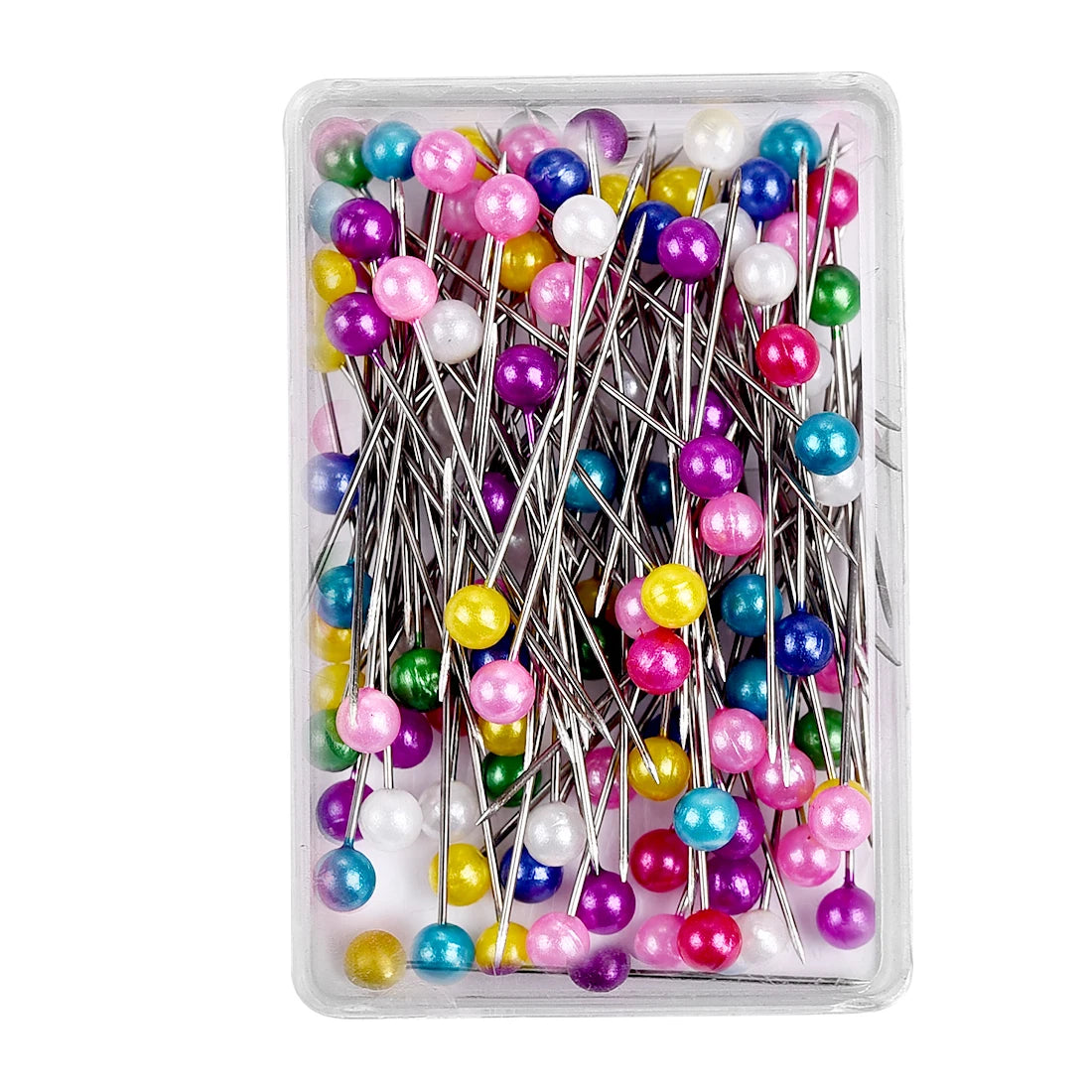 100Pcs/Box 38cm Colorful Round Pearl Head Needles Stitch Straight Push Sewing Pins For Dressmaking DIY Sewing Tools Positioning Leedoar