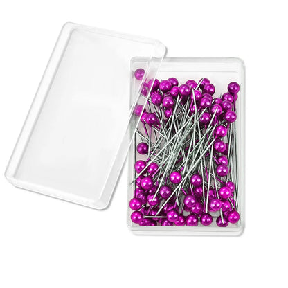 100Pcs/Box 38cm Colorful Round Pearl Head Needles Stitch Straight Push Sewing Pins For Dressmaking DIY Sewing Tools Positioning Leedoar