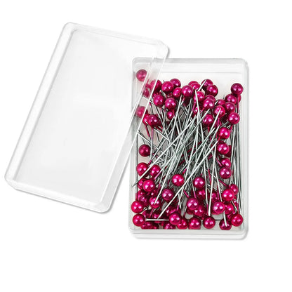 100Pcs/Box 38cm Colorful Round Pearl Head Needles Stitch Straight Push Sewing Pins For Dressmaking DIY Sewing Tools Positioning Leedoar