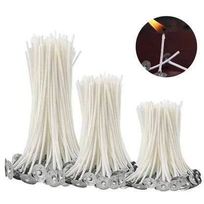 100Pcs Candle Wicks 9/15/20cm Smokeless Wax Pure Cotton Core For DIY Candle Making Pre-Waxed Wicks Handmade Candle Making Tools Leedoar