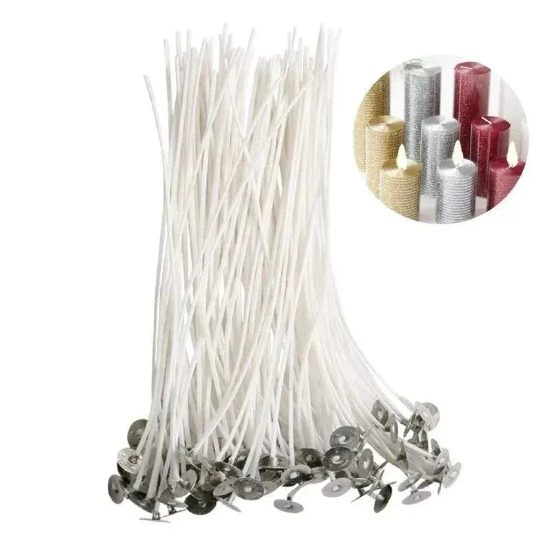 100Pcs Candle Wicks 9/15/20cm Smokeless Wax Pure Cotton Core For DIY Candle Making Pre-Waxed Wicks Handmade Candle Making Tools Leedoar