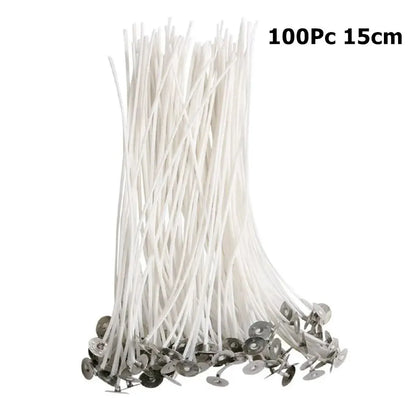 100Pcs Candle Wicks 9/15/20cm Smokeless Wax Pure Cotton Core For DIY Candle Making Pre-Waxed Wicks Handmade Candle Making Tools Leedoar