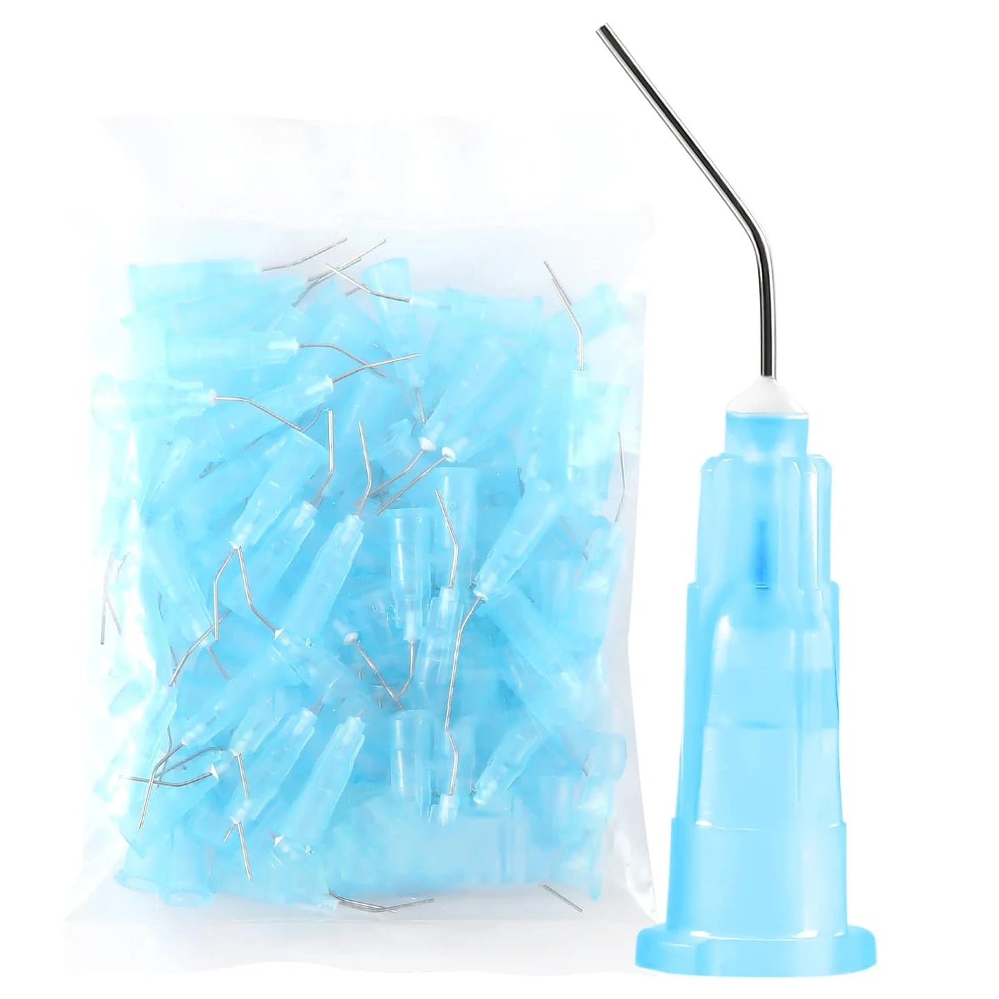 100Pcs Disposable Etchant Resin Flow Composite Needle Tip 18/22/25G Denspay Dental Composite Resin Pre Bent Flow Needle Tips Leedoar