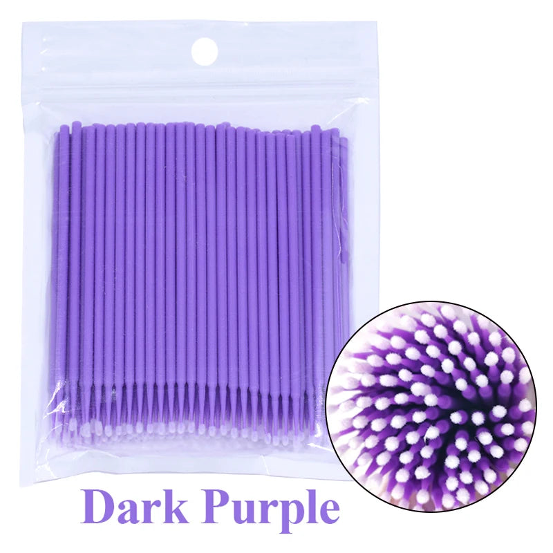 100Pcs Eyelash Cleaning Brush Lash Extension Micro Cotton Swab Individual Eyelashes Microbrush Beauty Makeup Clean Remover Tools Leedoar