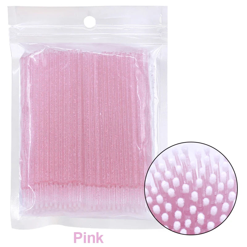 100Pcs Eyelash Cleaning Brush Lash Extension Micro Cotton Swab Individual Eyelashes Microbrush Beauty Makeup Clean Remover Tools Leedoar