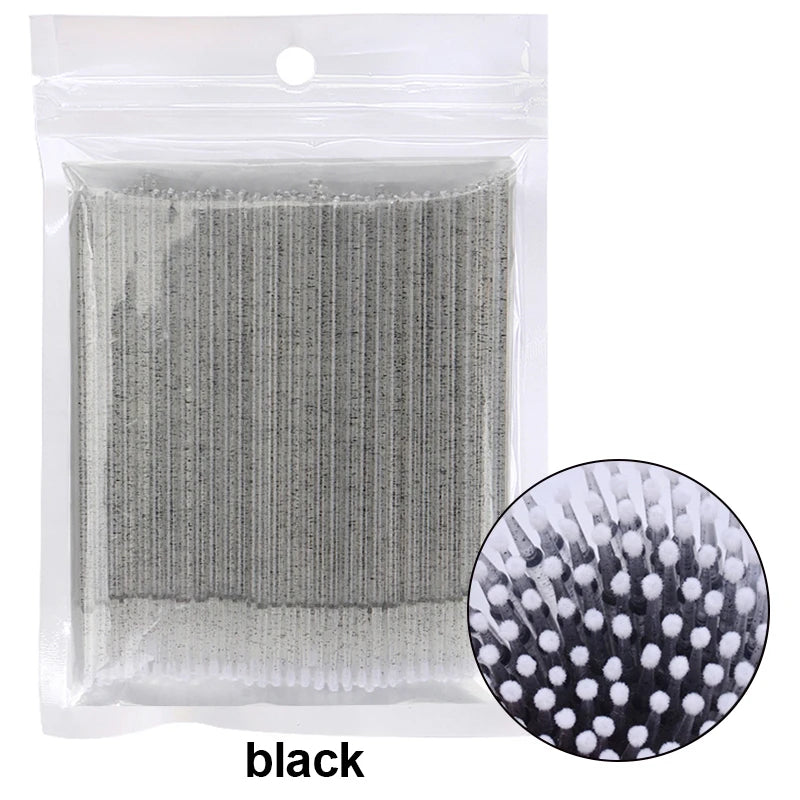 100Pcs Eyelash Cleaning Brush Lash Extension Micro Cotton Swab Individual Eyelashes Microbrush Beauty Makeup Clean Remover Tools Leedoar